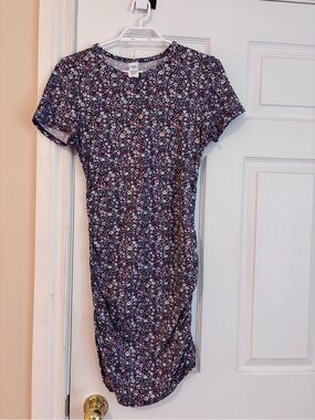 twik (Simon’s) Floral Short-Sleeve Jersey Ruched Dress